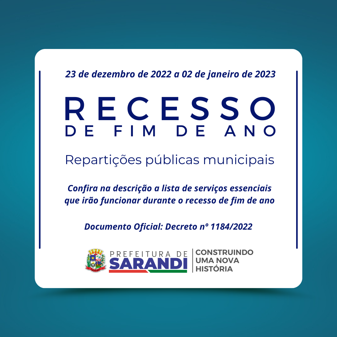 SERVIÇOS ESSENCIAIS - Recesso de Fim de Ano